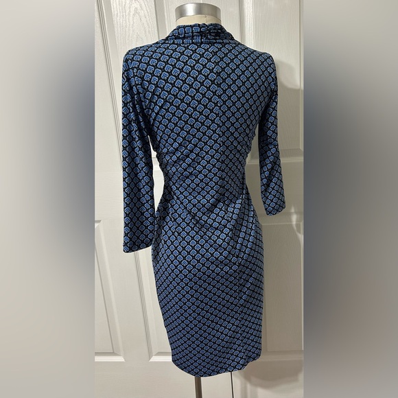 Karen Kane Women’s Blue Faux Wrap Dress 3/4 Sleeves Stretch Knit Size S - Picture 4 of 4